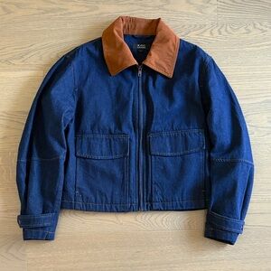 Women's Denim Jacket with Brown Collar